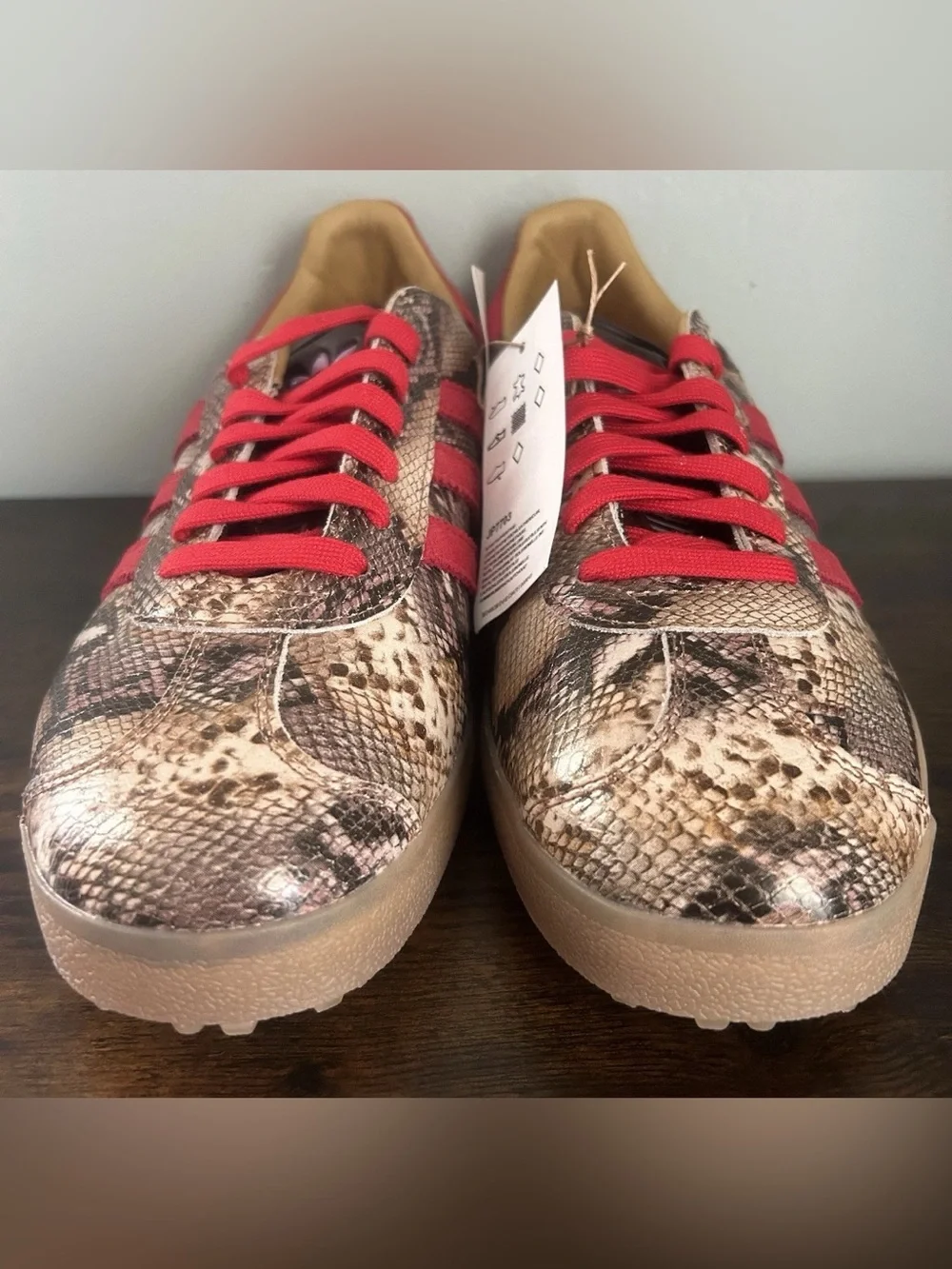 Adidas Gazelle Golf Lux Spikeless Golf Shoes Snakeskin Brown Mens 11 JP7703
